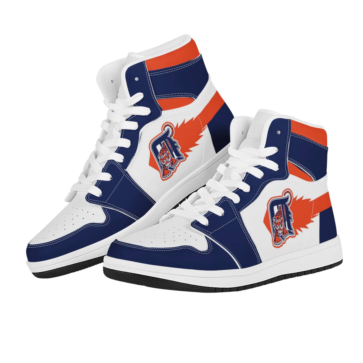 Men's Detroit Tigers High Top Leather AJ1 Sneakers 001